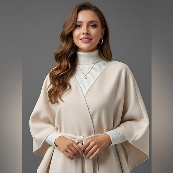Minimalist Casual Versatile Cape Beige - Picture 3 of 6